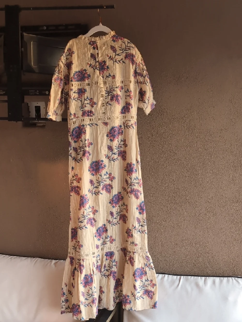 Sea New York Cream Maxi Dress with Purple Floral Print